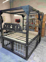 Queen Size BDSM Bed with Removable Cross – Elegant Dungeon Furniture for Passionate Play