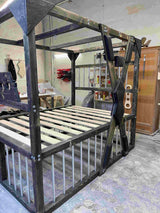 King Size BDSM Bed with Removable Cross – Heavy-Duty Bondage Bed with Cage Frame | Premium Fetish Furniture