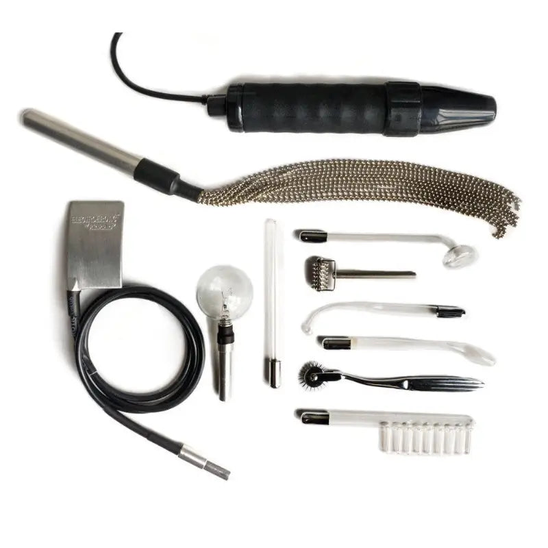 KinkLab Agent Noir Neon Wand Electrosex Kit, Solid-State Violet Wand with 11 Purple Electrodes and Locking Case