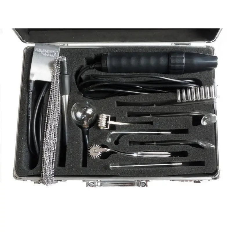 KinkLab Agent Noir Neon Wand Electrosex Kit, Solid-State Violet Wand with 11 Purple Electrodes and Locking Case