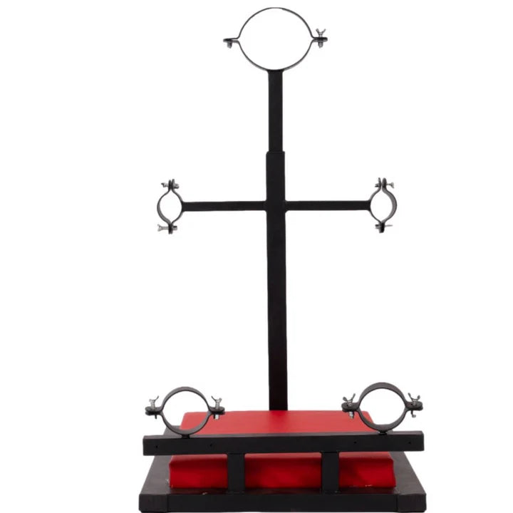 Kneeling Restraint Platform, heavy-duty adjustable BDSM furniture featuring reinforced frame, padded kneeling support, and secure restraint points for stable positioning and controlled support.