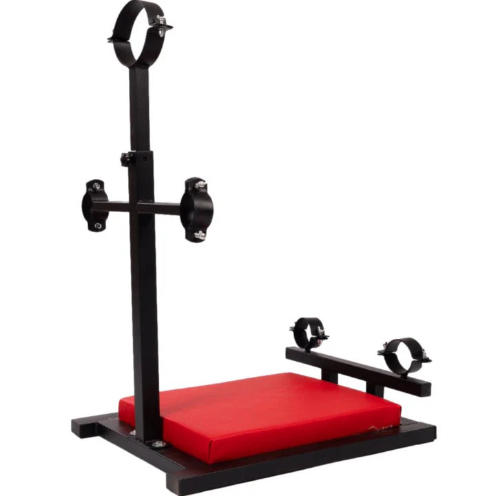 Kneeling Restraint Platform left view, heavy-duty adjustable BDSM furniture featuring reinforced frame, padded kneeling support, and secure restraint points for stable positioning and controlled support.
