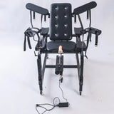 Lux adjustable bondage bench system front view with integrated mechanism, reinforced frame, and adjustable positioning structure
