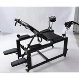 Lux adjustable bondage bench system front view with integrated paddle holder and restraint system, reinforced frame, and adjustable positioning design
