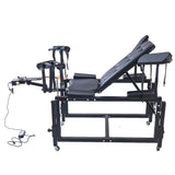 Lux adjustable bondage bench system side view showcasing reinforced structure, adjustable frame, and ergonomic design layout
