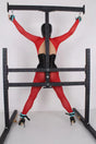 Multi-Position Bondage Stand System, heavy-duty adjustable BDSM furniture featuring reinforced frame, padded supports, and multi-point restraint system for secure positioning and stability.
