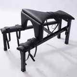 Multi-Position Punishment Goat for Controlled Positioning and Split-Leg Restraint, heavy-duty BDSM restraint furniture with reinforced frame and adjustable support points for secure positioning and stability.

