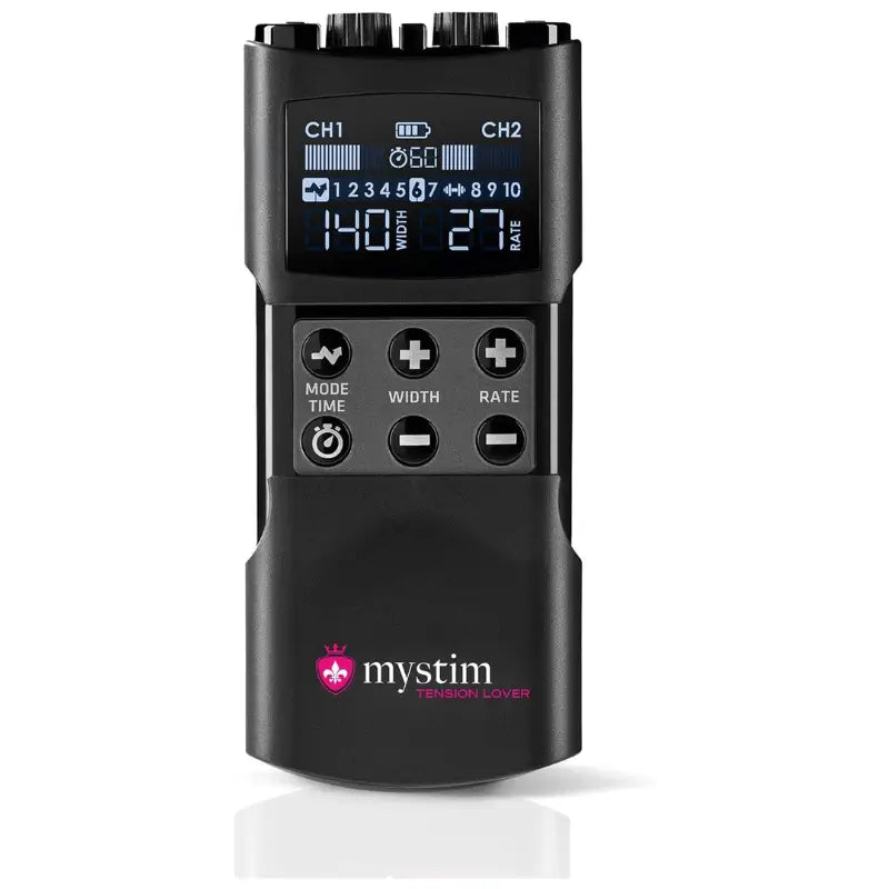 Mystim Tension Lover 2 E-Stim Power Unit, Dual-Channel Estim Powerbox with 7 Programs, Electrodes and USB-C Charging