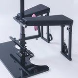 Orgasm Tower Dual-Position Cross & Bondage Chair System torso view without foot restraints, featuring reinforced frame and adjustable upper-body restraint support.
