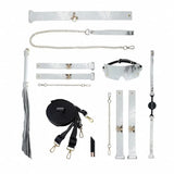 Ouch! International Florence Collection 8-Piece Bondage Kit with Iridescent Handbag, Collar, Cuffs, Flogger and Vibrating Bullet