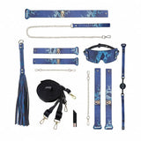 Ouch! International Florence Collection 8-Piece Bondage Kit with Iridescent Handbag, Collar, Cuffs, Flogger and Vibrating Bullet