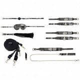 Ouch! International New York Collection 8-Piece Bondage Kit with Iridescent Handbag, Collar, Cuffs, Flogger and Vibrating Bullet
