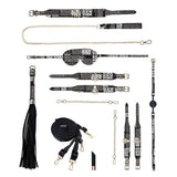 Ouch! International New York Collection 8-Piece Bondage Kit with Iridescent Handbag, Collar, Cuffs, Flogger and Vibrating Bullet