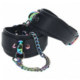 Ouch! International Venice Collection 8-Piece Bondage Kit with Iridescent Handbag, Collar, Cuffs, Flogger and Vibrating Bullet