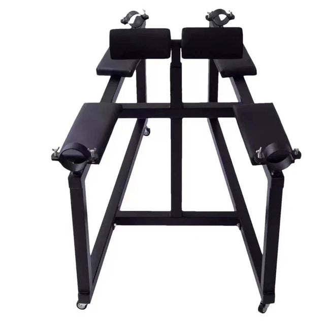 Penalty Goat Restraint Bench, heavy-duty padded BDSM furniture with reinforced frame and adjustable restraint points designed for secure positioning and support during adult bondage use.
