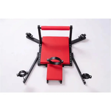 Portable restraint bench front view of adjustable platform - BDSM Authority