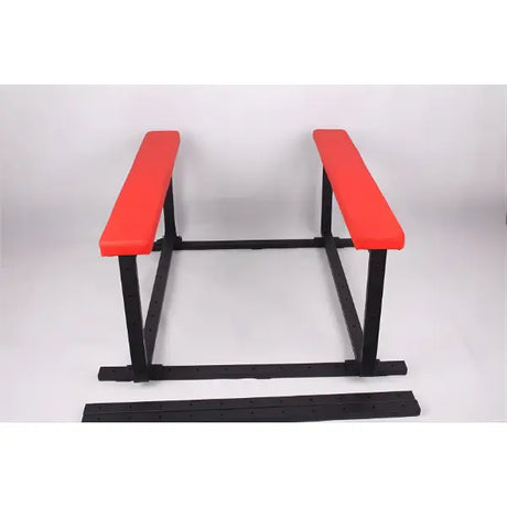Red Cushion spanking bench in a standard spread configuration - BDSM Authority