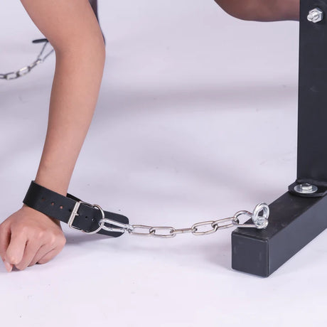 Trojan Horse bench left-hand restraint attachment detail - BDSM Authority