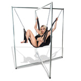 Premium leather sex sling with stirrups and D-rings: suspension bondage sling for couples - BDSM Authority