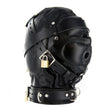 Strict Leather Sensory Deprivation Hood- ML - back of fully enclosed leather hood - BDSM Authority
