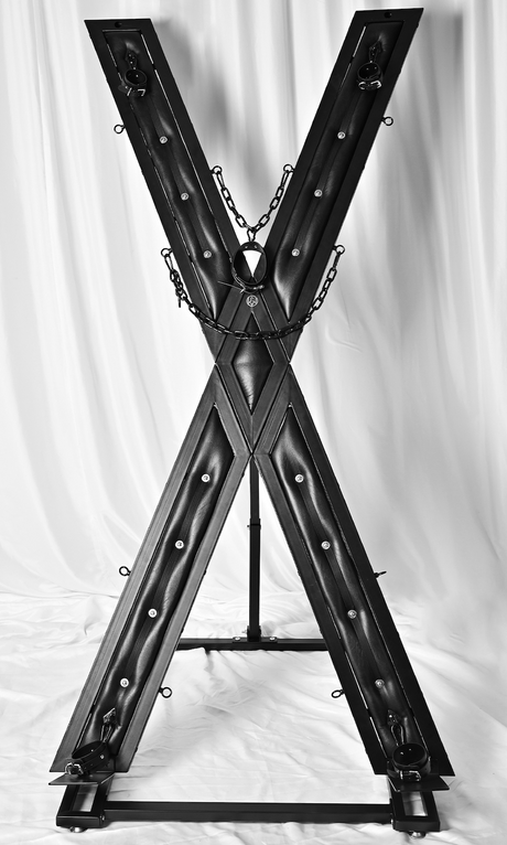 Elegant Noir St. Andrew's cross freestanding configuration full frame - BDSM Authority