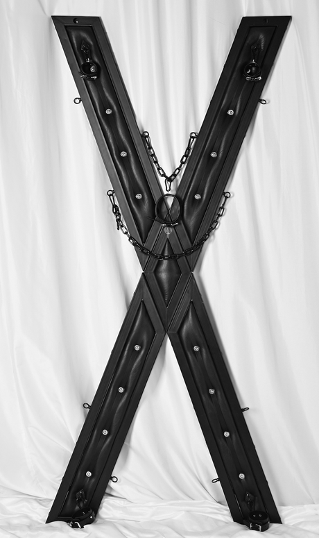 Elegant Noir St. Andrew's cross wall-mount configuration view - BDSM Authority