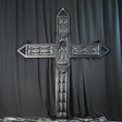 St. Andrew’s Cross Wall-Mounted Cruciform Restraint System – space-saving BDSM furniture with sturdy wall-mounted frame, angled support design, and multiple restraint points for secure positioning.
