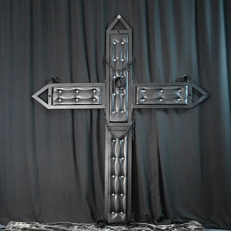 Wall-mounted St. Andrew's cross space-saving steel restraint frame - BDSM Authority