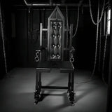 Studio-grade bondage chair with leg spread design, HQJS-004 model lifestyle setup
