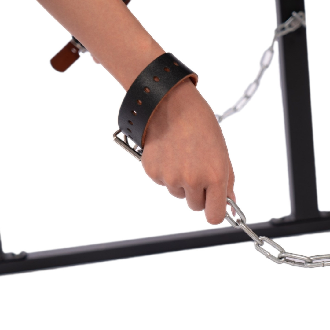 Full Access Bondage Restraint Table Adjustable BDSM Gyno Chair with Ankle & Wrist Cuffs Adult Playroom Dungeon Sex Room Furniture