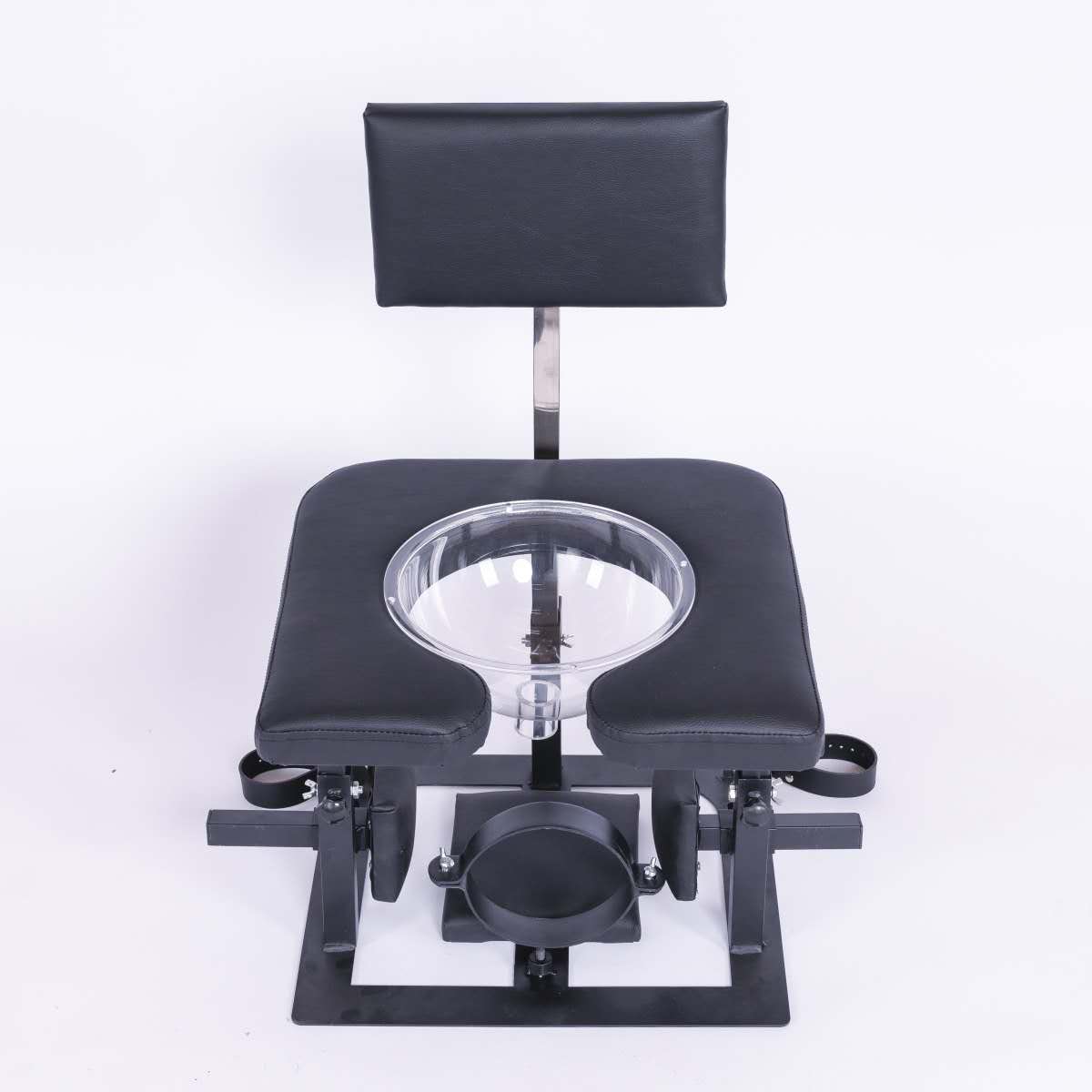 Adjustable queening throne showing backrest and leg-height adjustment - BDSM Authority