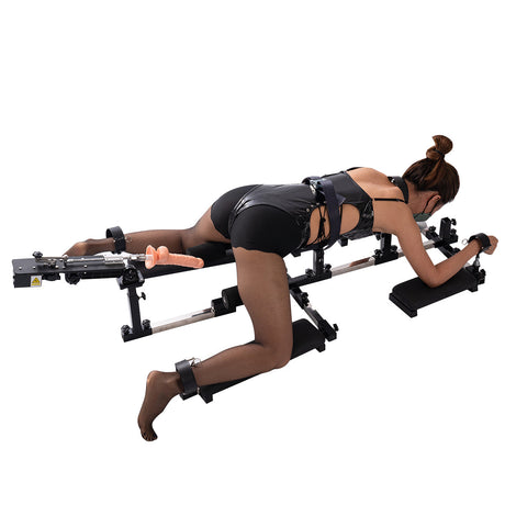 Portable doggy style restraint platform rear access view with restraint points - BDSM Authority