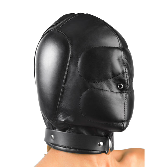Padded BDSM Hood Mask with Lockable Closure and Internal Ear and Eye Pads main view