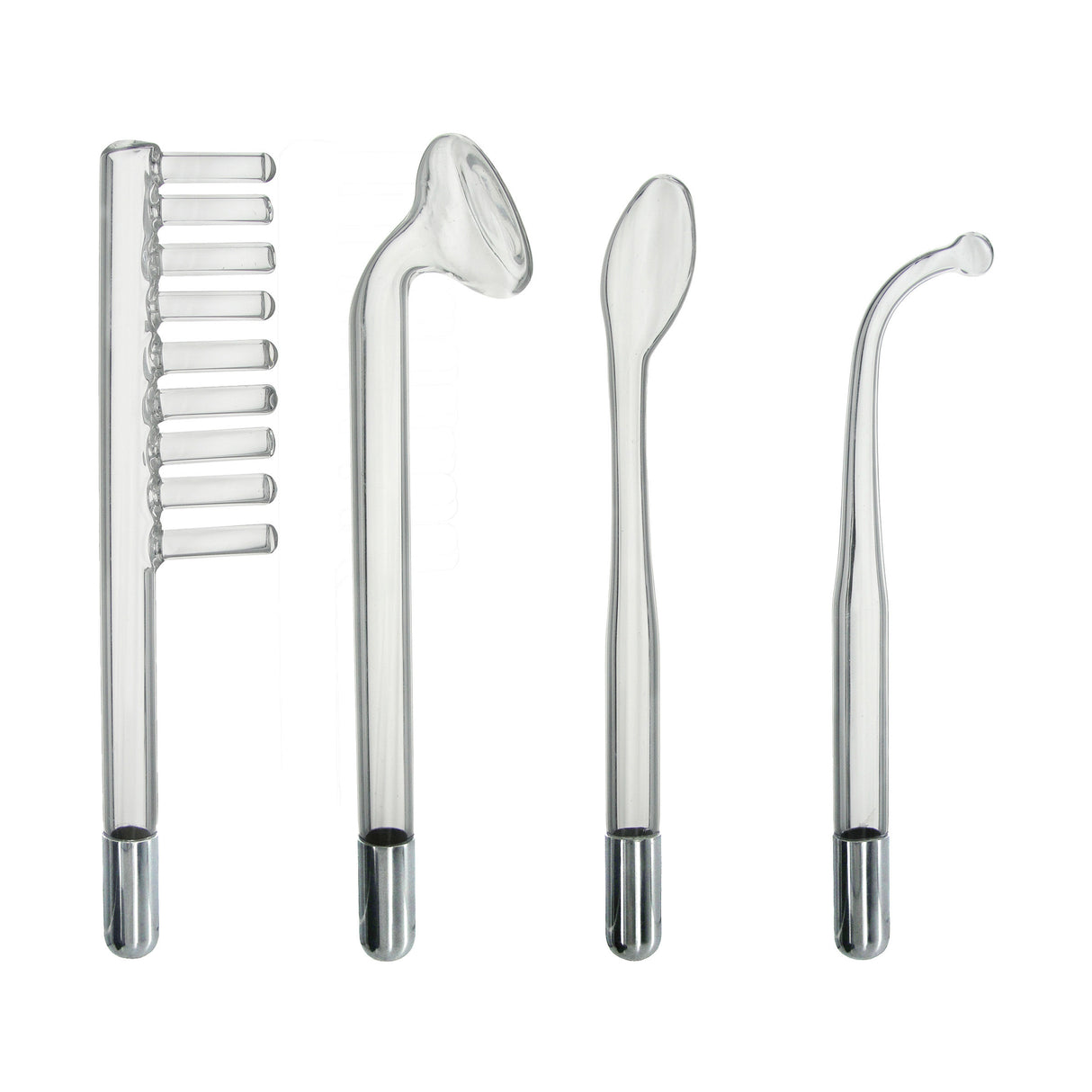 Four interchangeable glass electrode tips for the Zeus Twilight violet wand - BDSM Authority