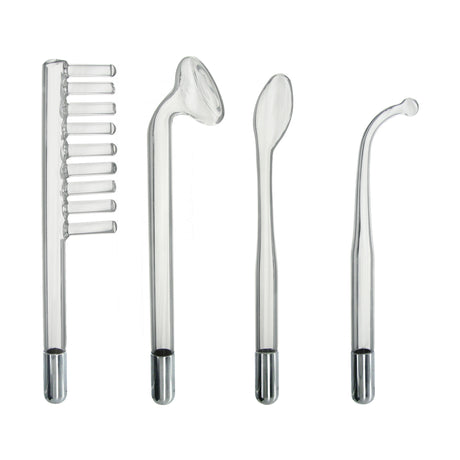 Four interchangeable glass electrode tips for the Zeus Twilight violet wand - BDSM Authority