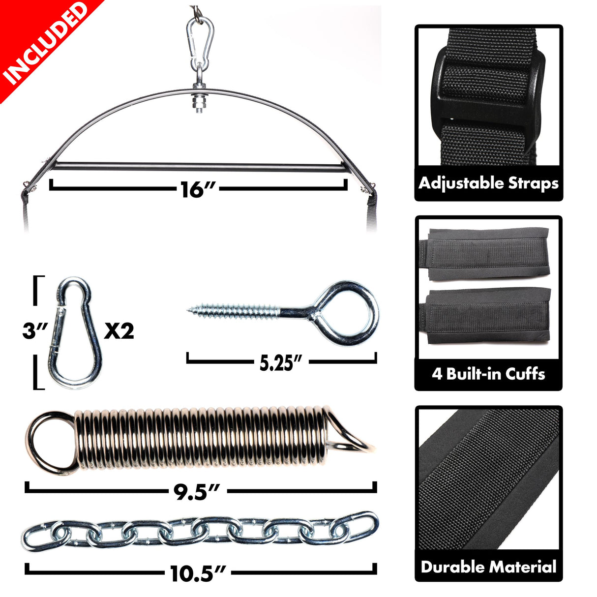 Trinity sex swing straps, padded supports and torque bar components laid out - BDSM Authority
