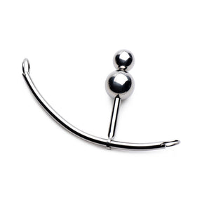 Master Series DuoSphere stainless steel bondage hook with double-beaded anal plug - BDSM Authority