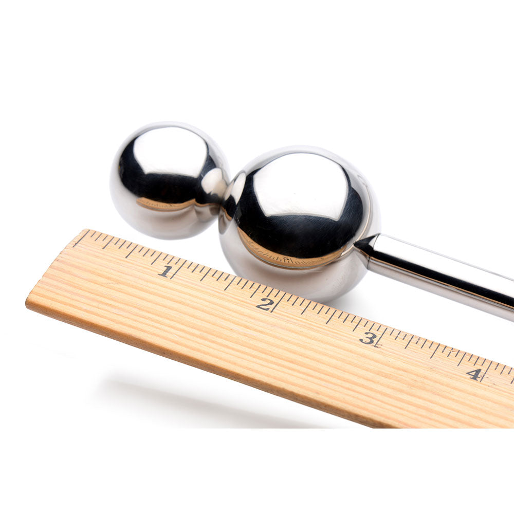DuoSphere steel plug with removable top bead shown apart - BDSM Authority