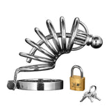 Asylum 6 Ring Locking Chastity Cage stainless steel cock cage - BDSM Authority