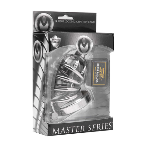 Asylum 4 ring locking chastity cage packaging - BDSM Authority