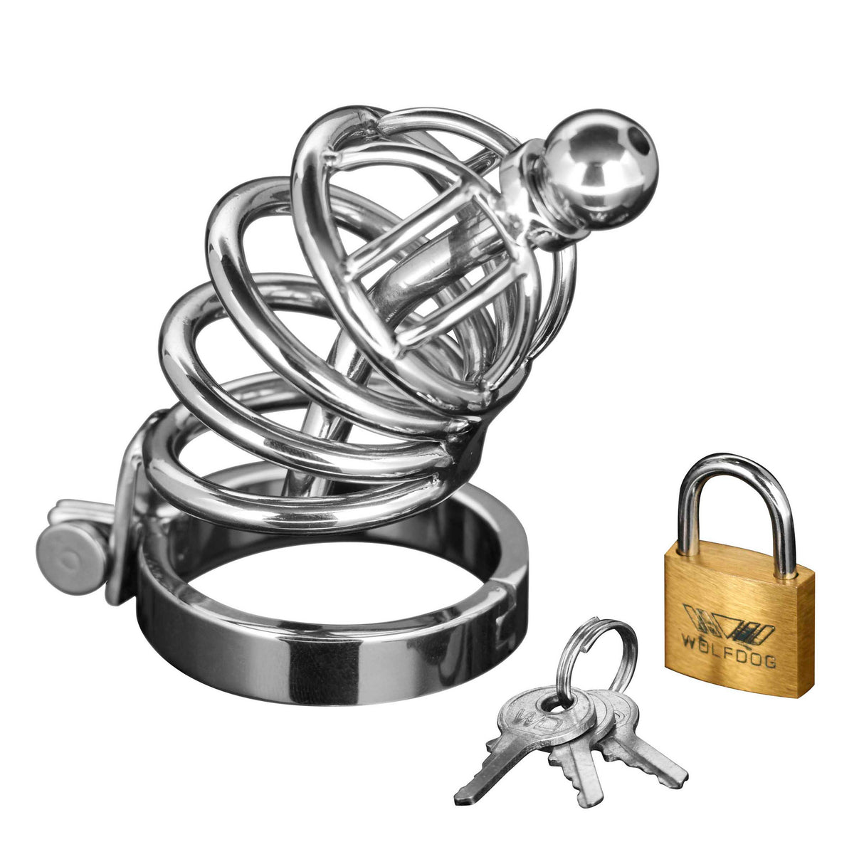 Asylum 4 Ring Locking Chastity Cage stainless steel cock cage - BDSM Authority