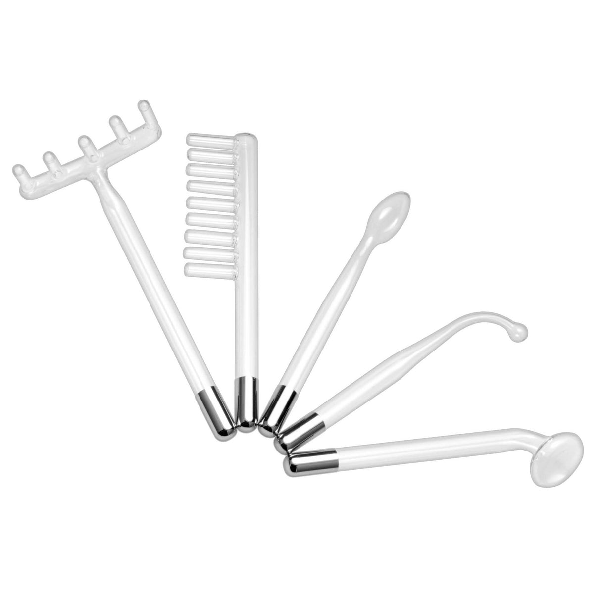 Five glass electrode attachments for the Zeus Deluxe Twilight wand - BDSM Authority