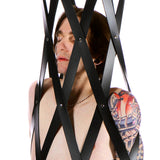 Rubber strap suspension cage upper body cradle detail - BDSM Authority