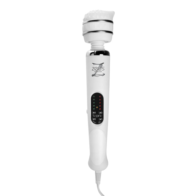 White Knight 10 mode electro vibe wand full view with pointed silicone head - BDSM Authority