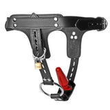 Leather harness plug cuff fitted with a small anal plug - BDSM Authority