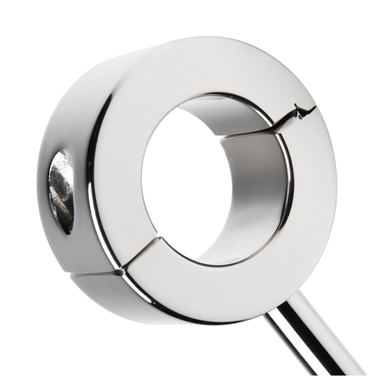 Locking mounted CBT scrotum cuff allen screw detail - BDSM Authority