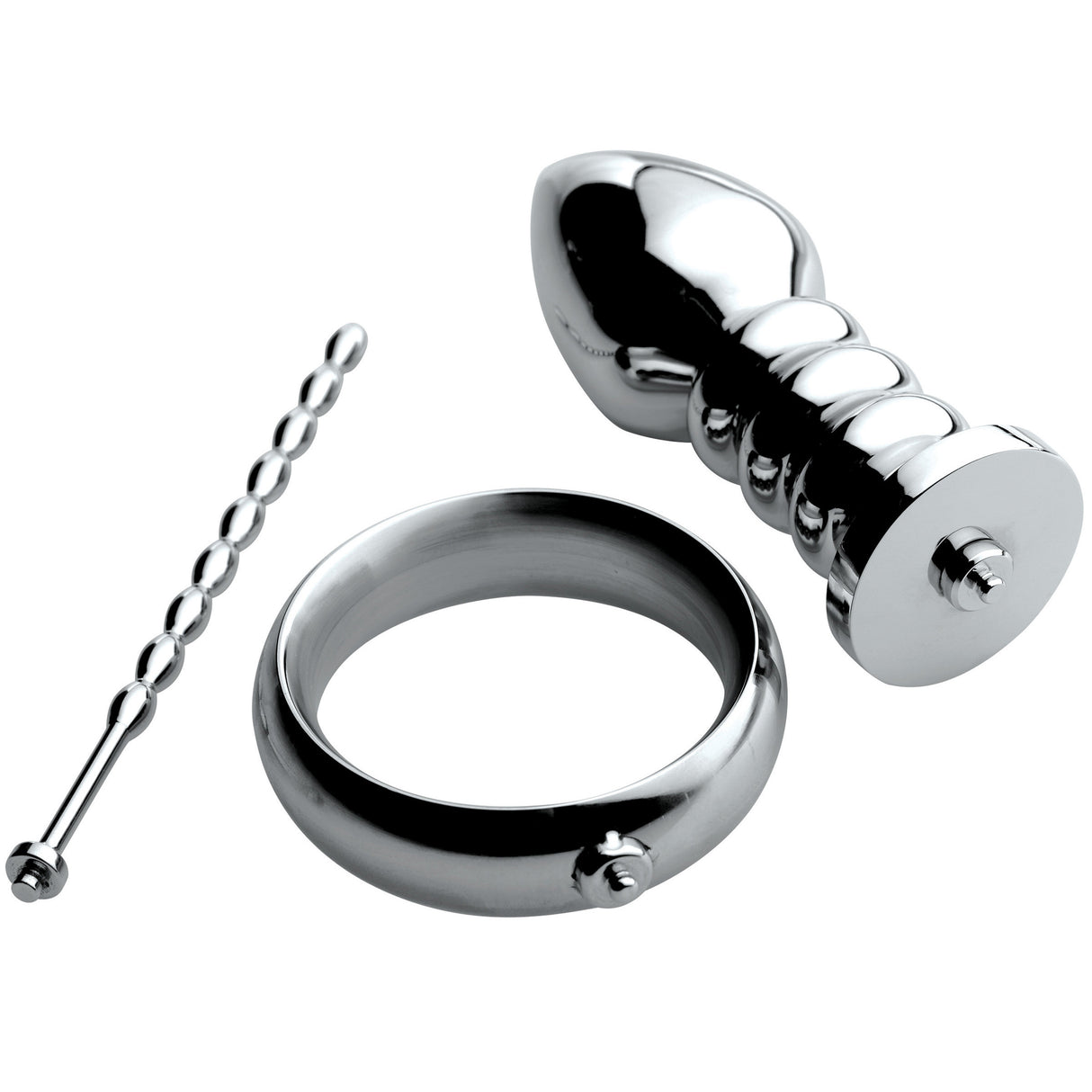 Zeus Voltaic stainless steel male e-stim kit cock ring urethral sound anal plug - BDSM Authority