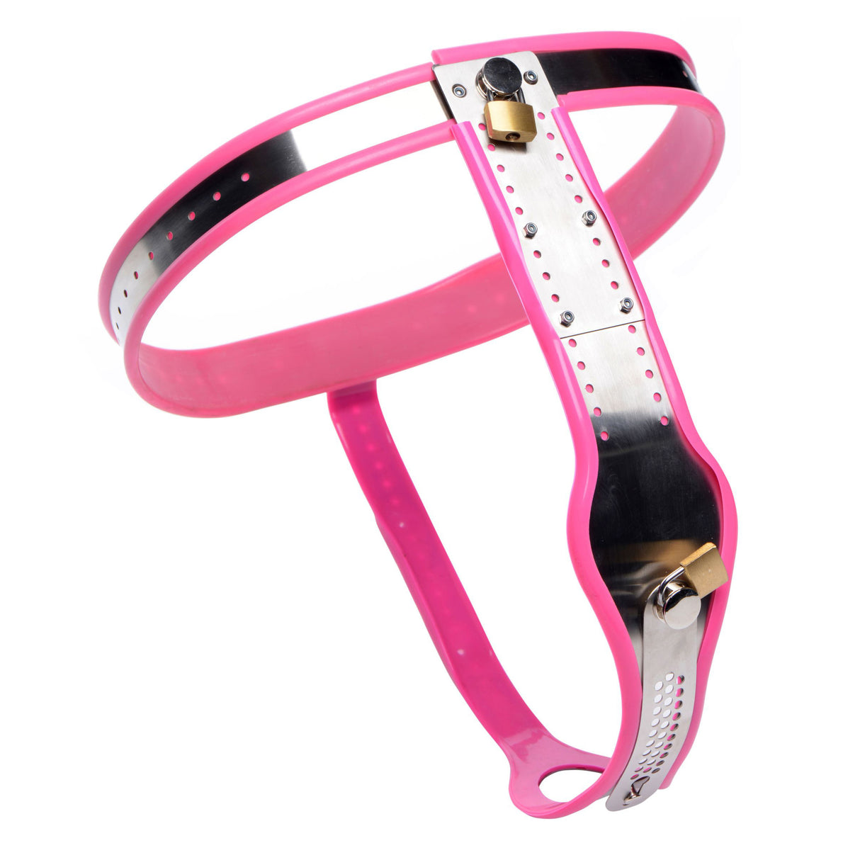 Pink Stainless Steel Adjustable Female Chastity Belt full layout gallery view 2