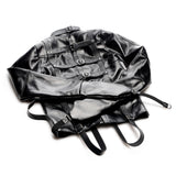 Back of the straight jacket showing the five tightening buckles - BDSM Authority