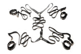 Leather wrist and ankle cuffs of the bed restraint kit with swivel hook clips - BDSM Authority